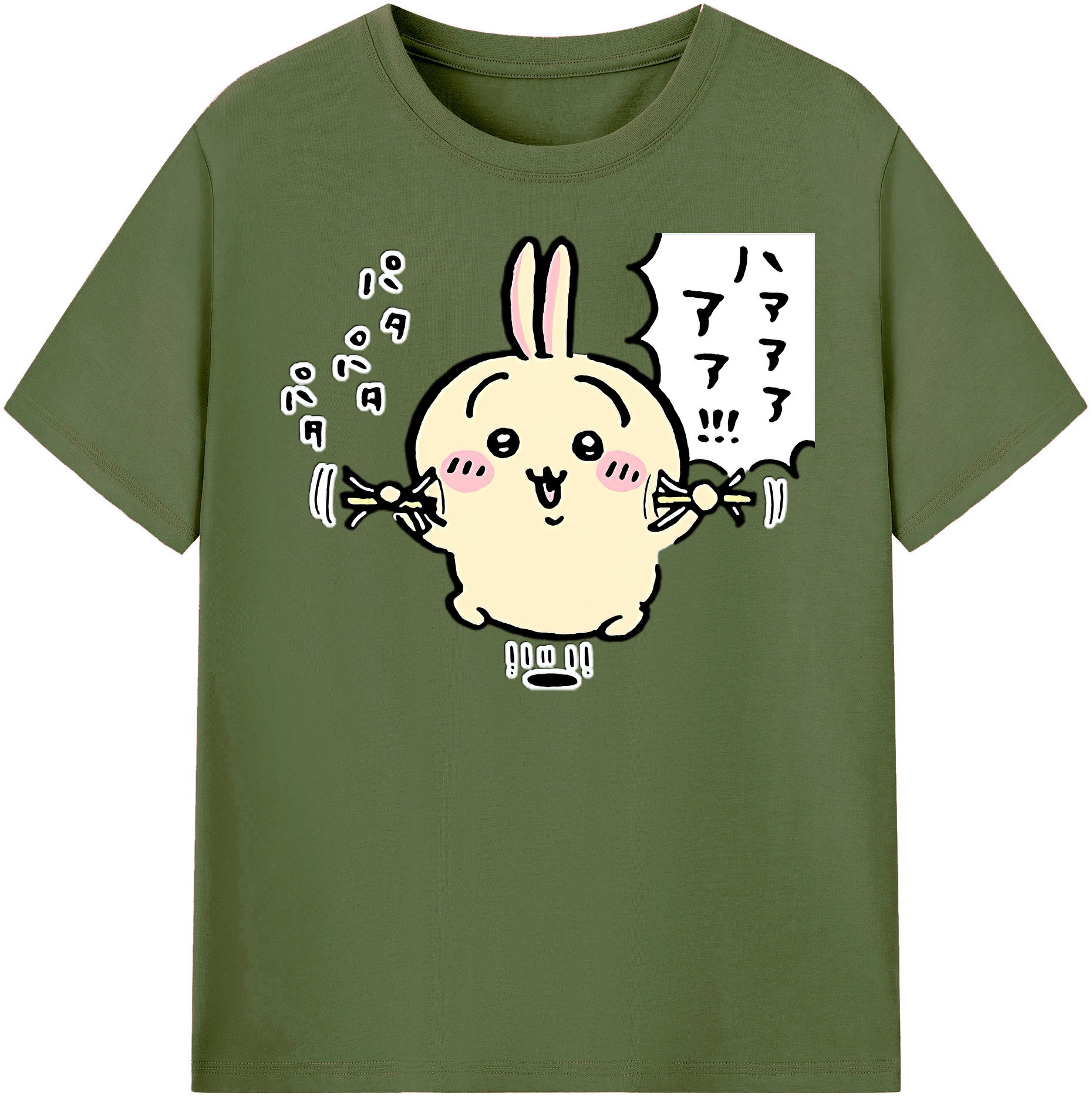 （画像用） ちいかわ うさぎ Chii-kawa usagi 綿100％半袖Tシャツ（フロントプリント）